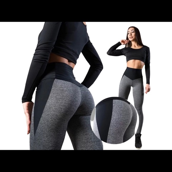 High Waist Fitness Leggings (Grey) - Picture 4 of 5